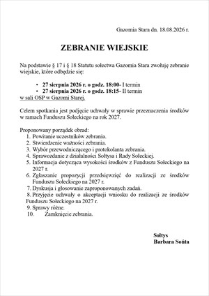 Zebranie Sołeckie Gazomia Stara