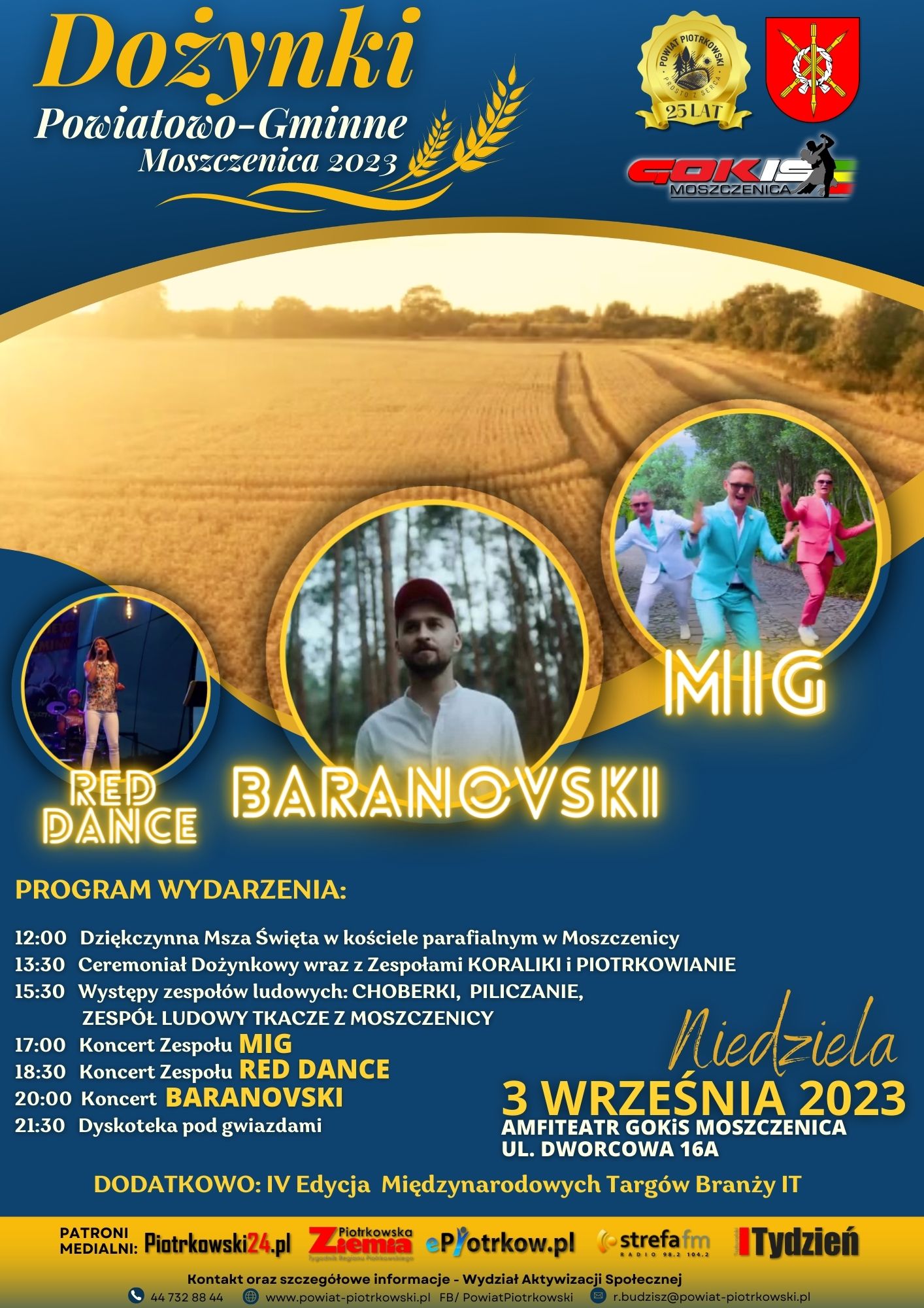 Zapraszamy na Dożynki Powiatowo-Gminne do Moszczenicy