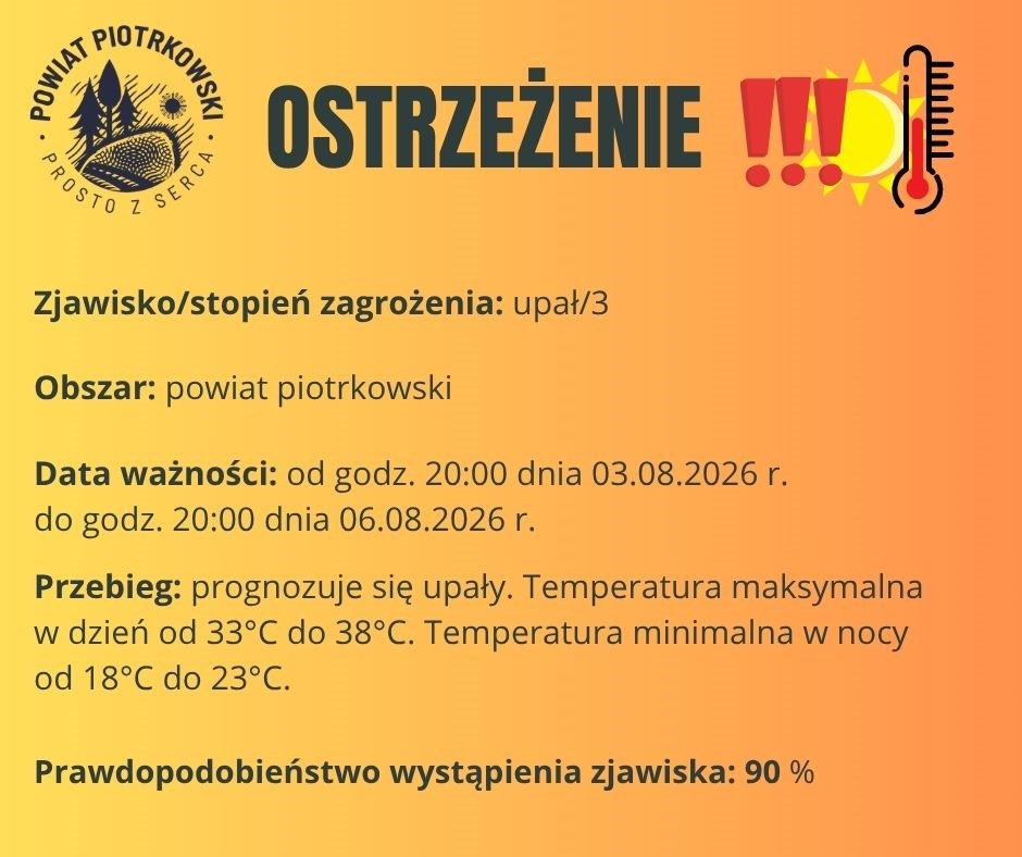 Ostrzeżenie meteorologiczne - UPAŁ