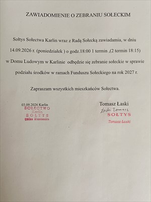 Zebranie Sołeckie - Sołectwo Karlin