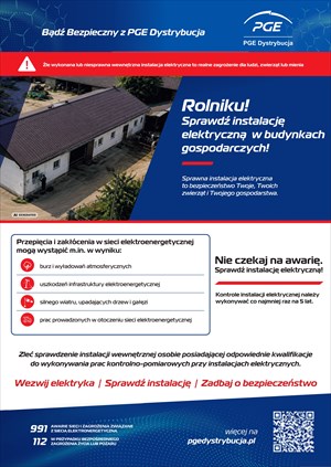 "Rolniku! sprawdź instalację elektryczną w budynkach gospodarczych" 