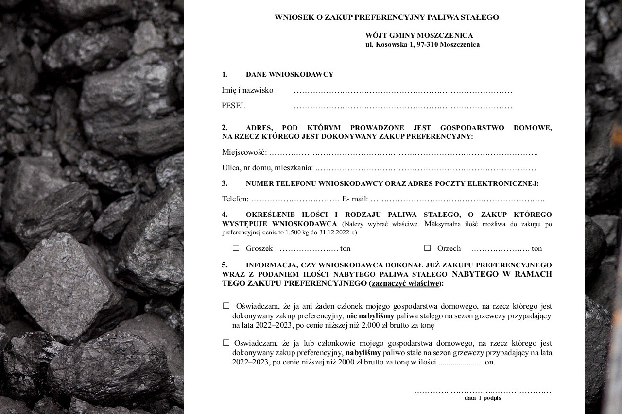  Ruszył nabór wniosków o zakup preferencyjny paliwa stałego 