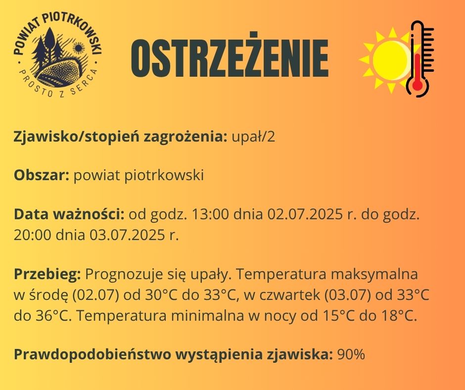 OSTRZEŻENIE PRZED UPAŁAMI