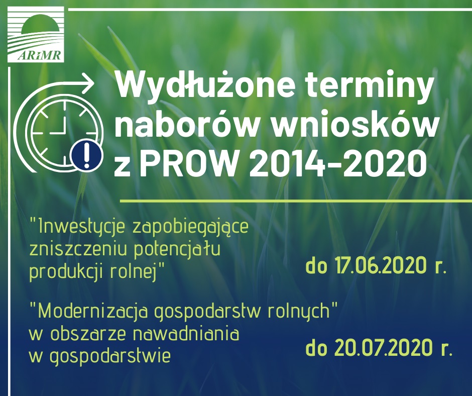 ARiMR: Wydłużone terminy naborów z PROW 2014-2020