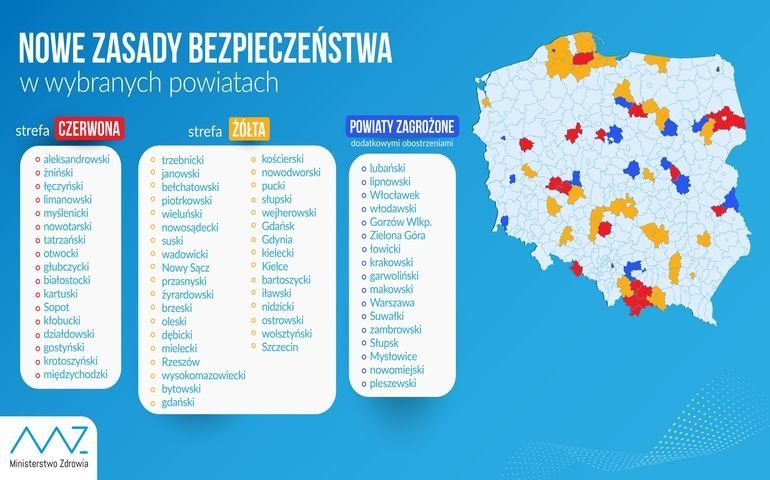 Powiat piotrkowski pozostaje w żółtej strefie