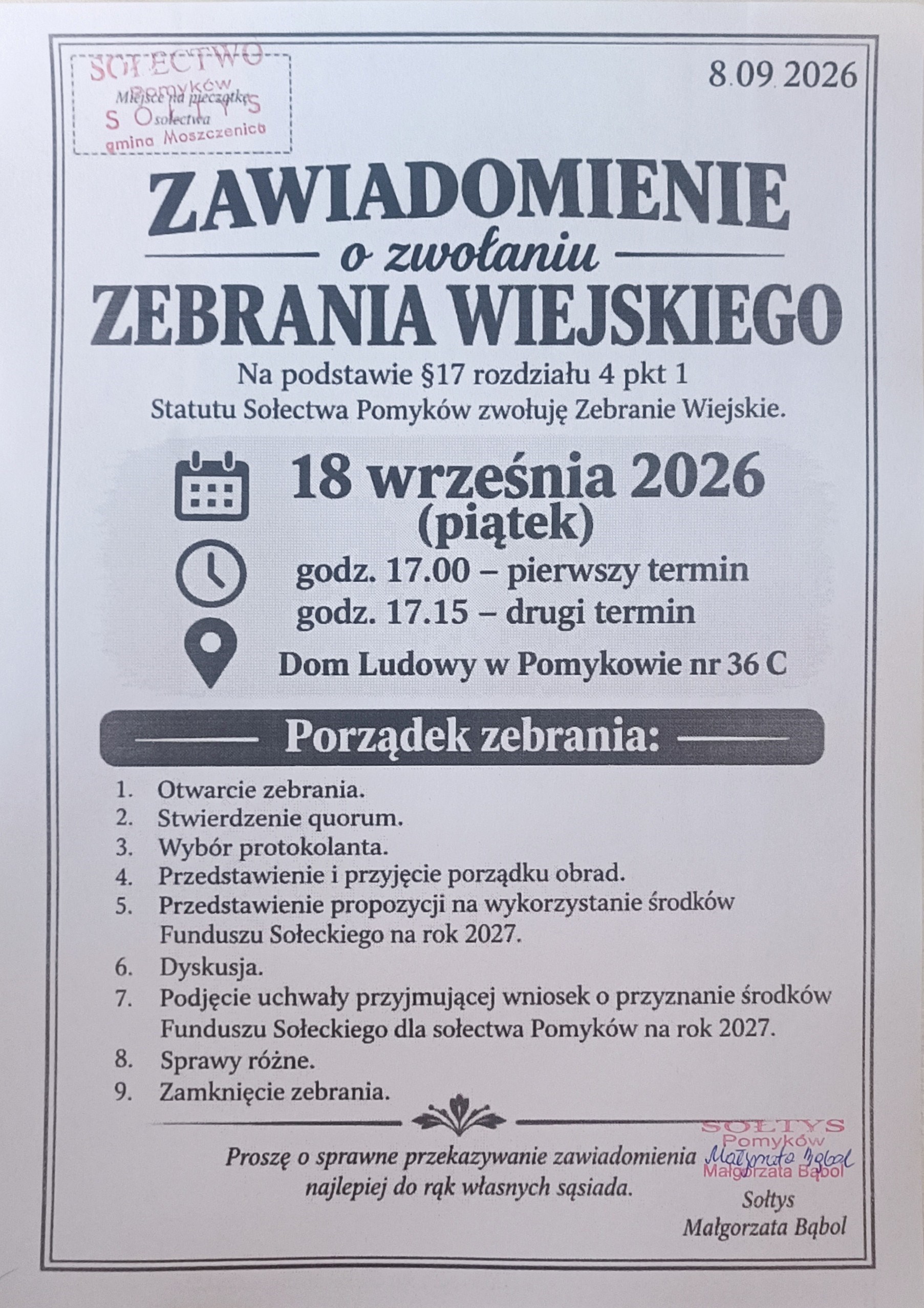 Zebranie Wiejskie - Pomyków