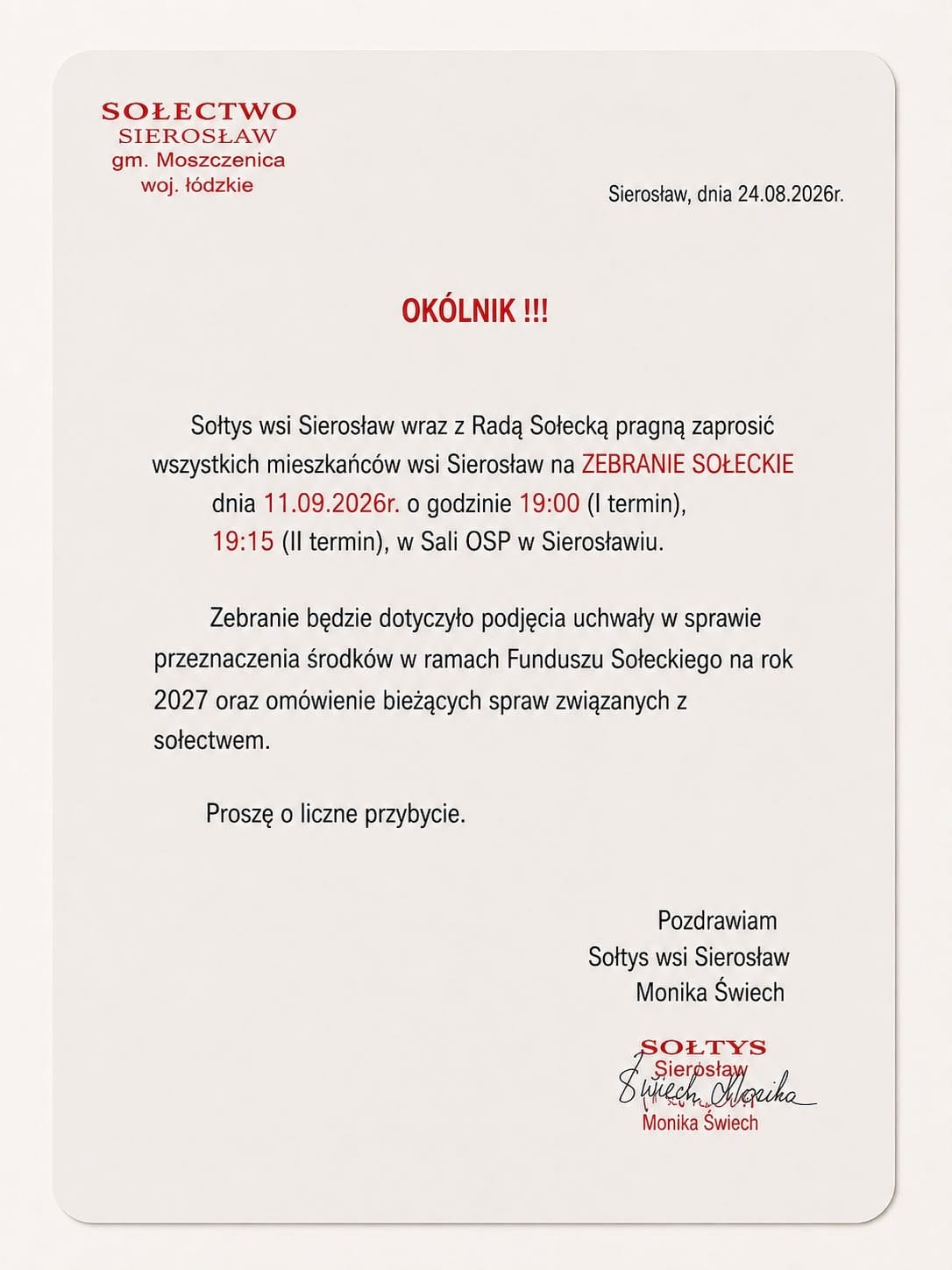 Zebranie Sołeckie Sierosław