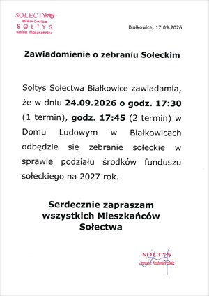 Zebranie Wiejskie - Białkowice