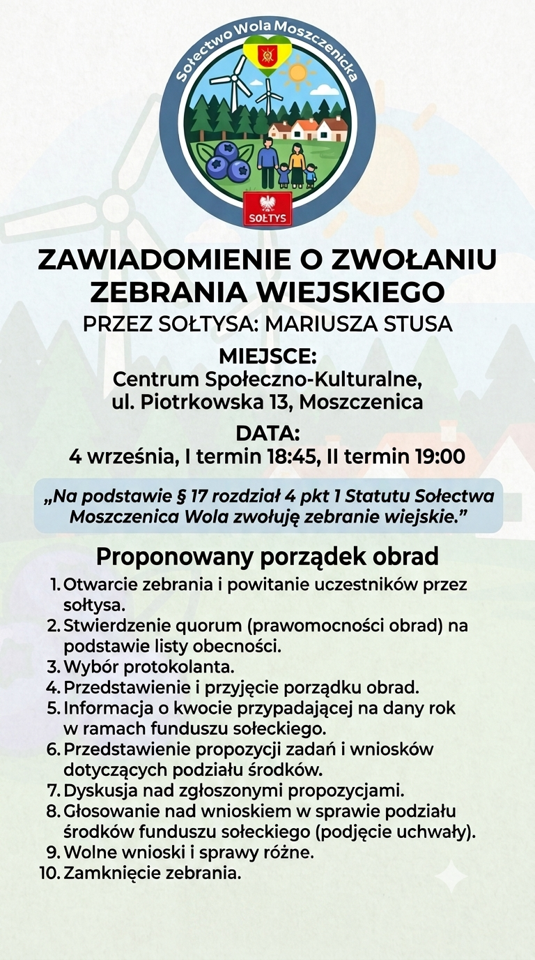 Zebranie Sołeckie Wola Moszczenicka