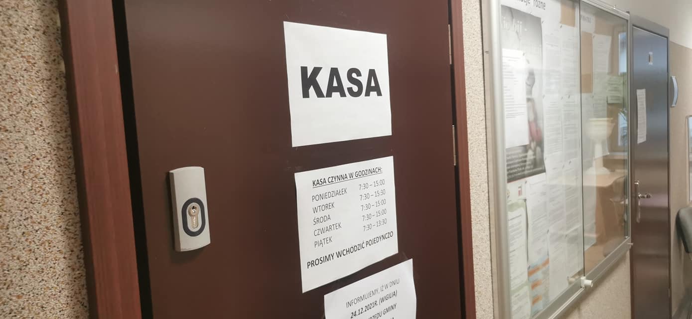 W wigilię kasa Urzędu Gminy będzie nieczynna