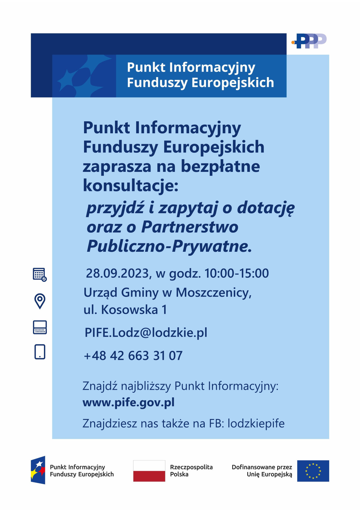 Punkt Informacyjny Funduszy Europejskich zaprasza na bezpłatne konsultacje