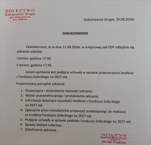 Zebranie Sołeckie Gościmowice Drugie