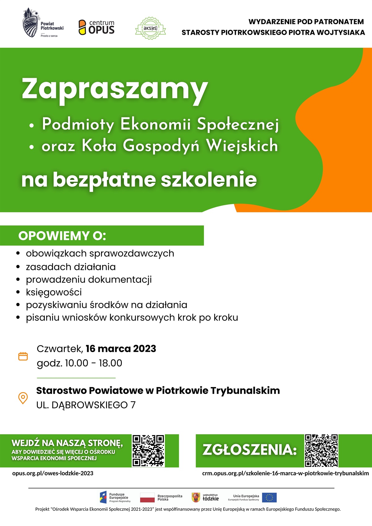 Bezpłatne szkolenia dla KGW i podmotów ekonomii społecznej