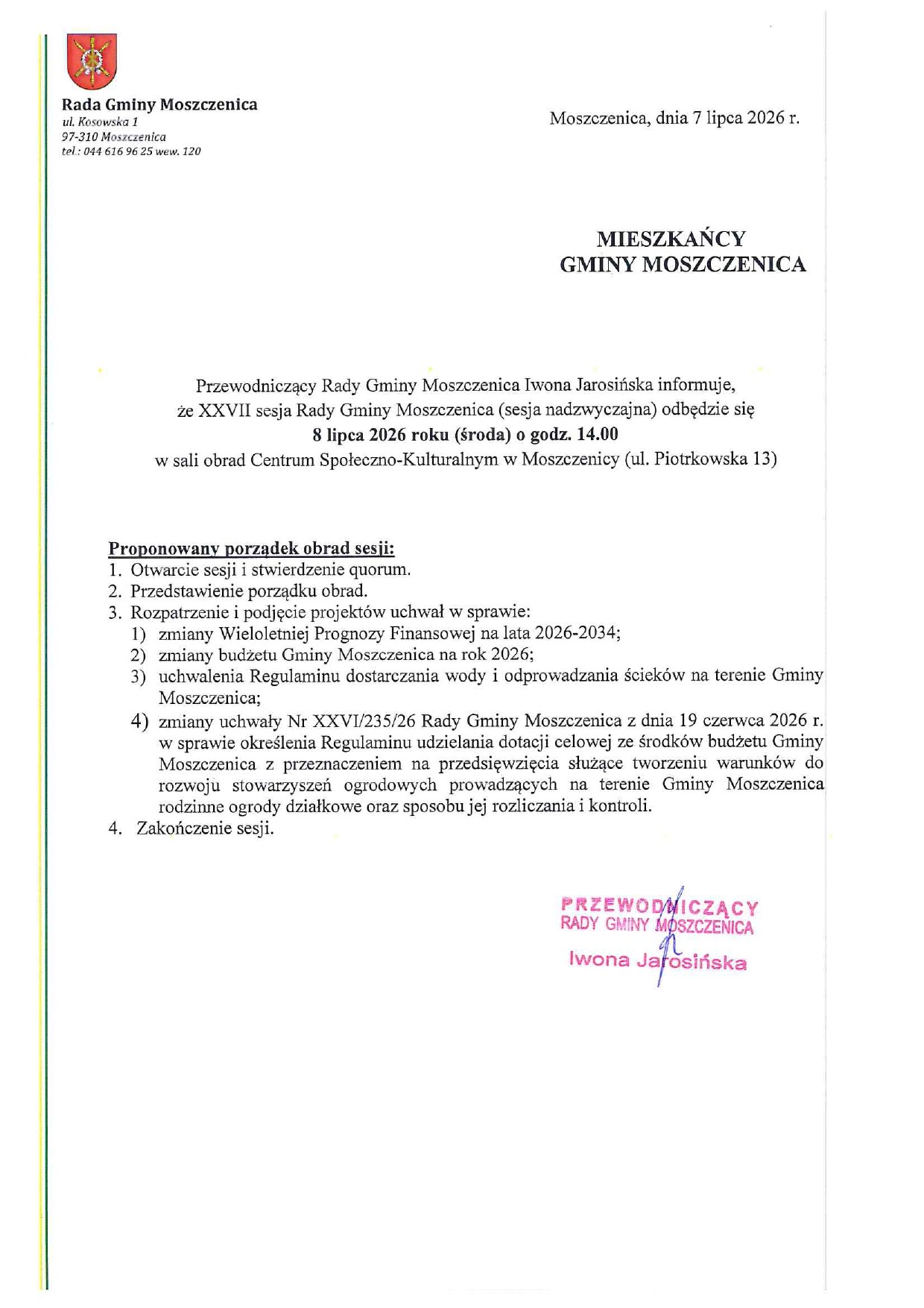 porządek obrad