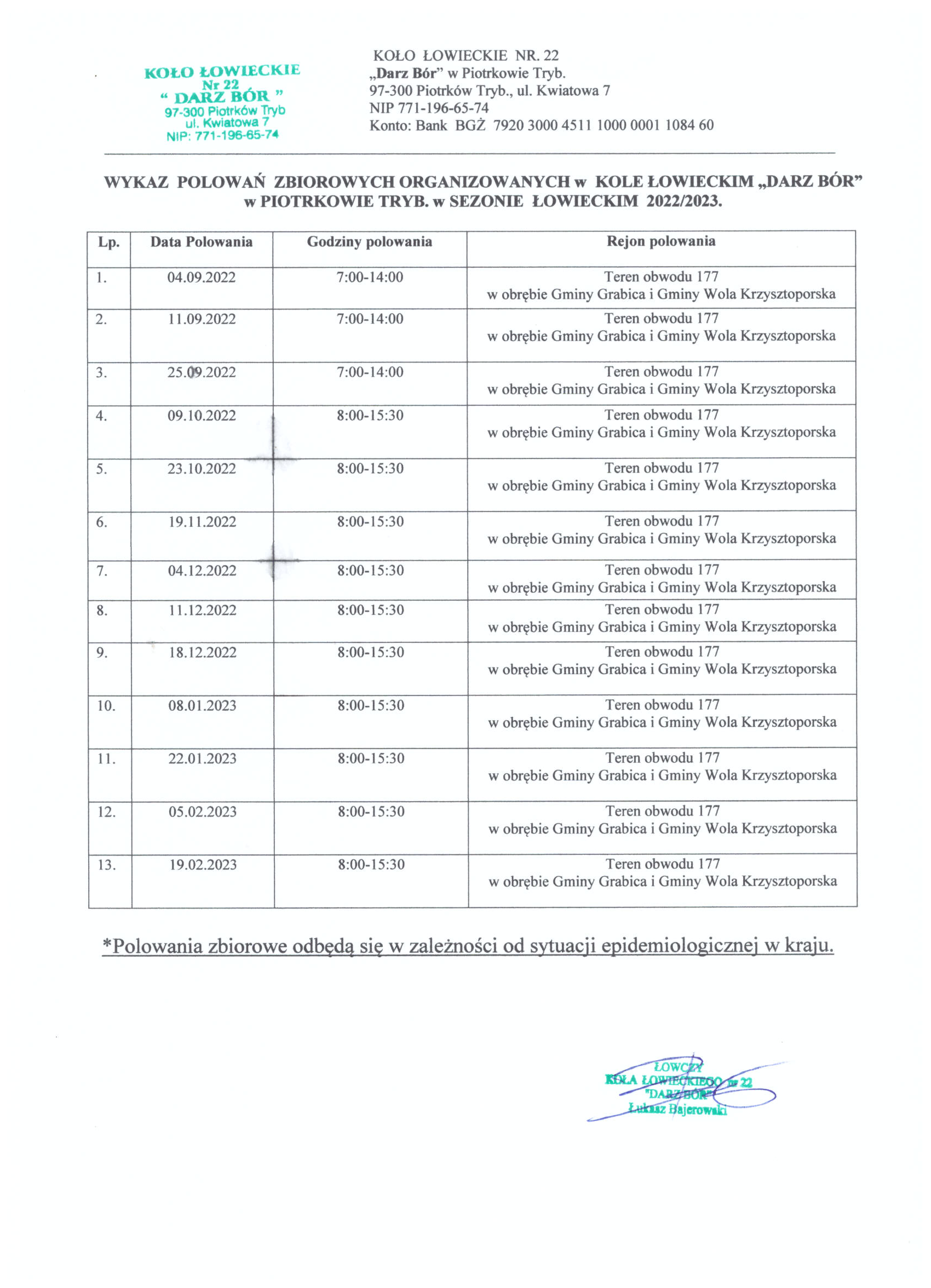 KOŁO ŁOWIECKIE DARZ BÓR w Piotrkowie Trybunalskim