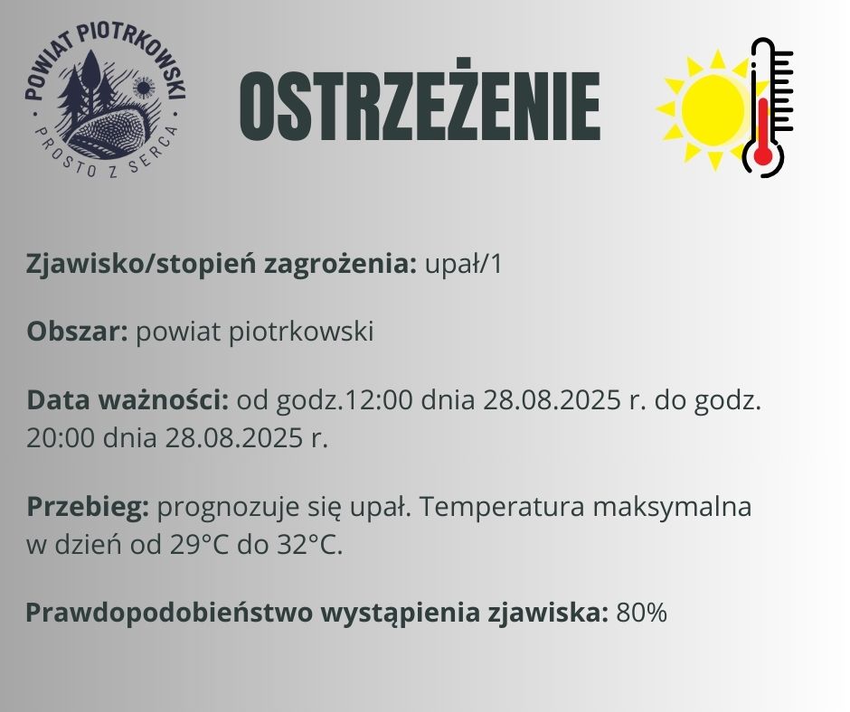 OSTRZEŻENIE PRZED UPAŁAMI