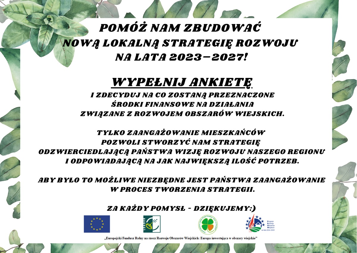 Pomóż zbudować NOWĄ Lokalną Strategię Rozwoju na lata 2023–2027!