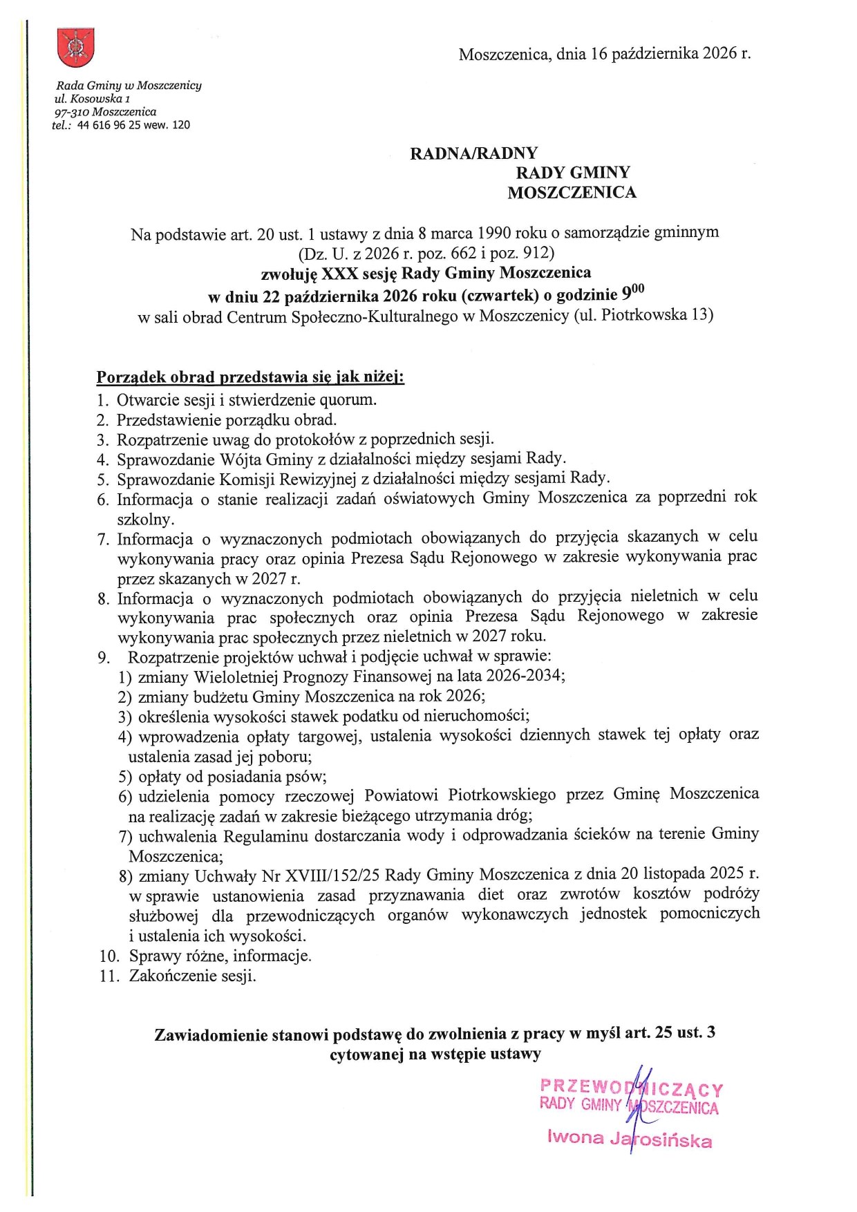 porządek obrad