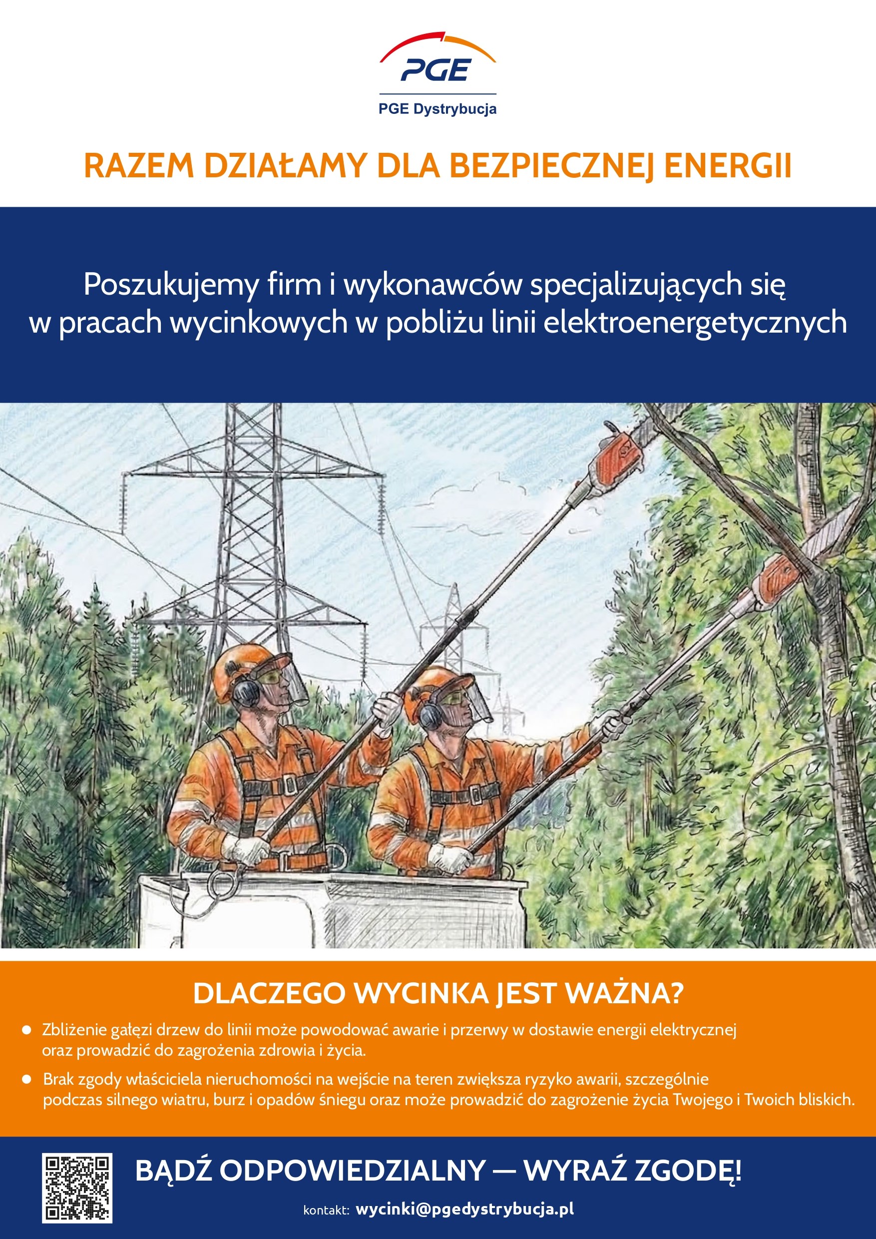 PGE poszukuje firm do prac wycinkowych w pobliżu linii elektroenergetycznych
