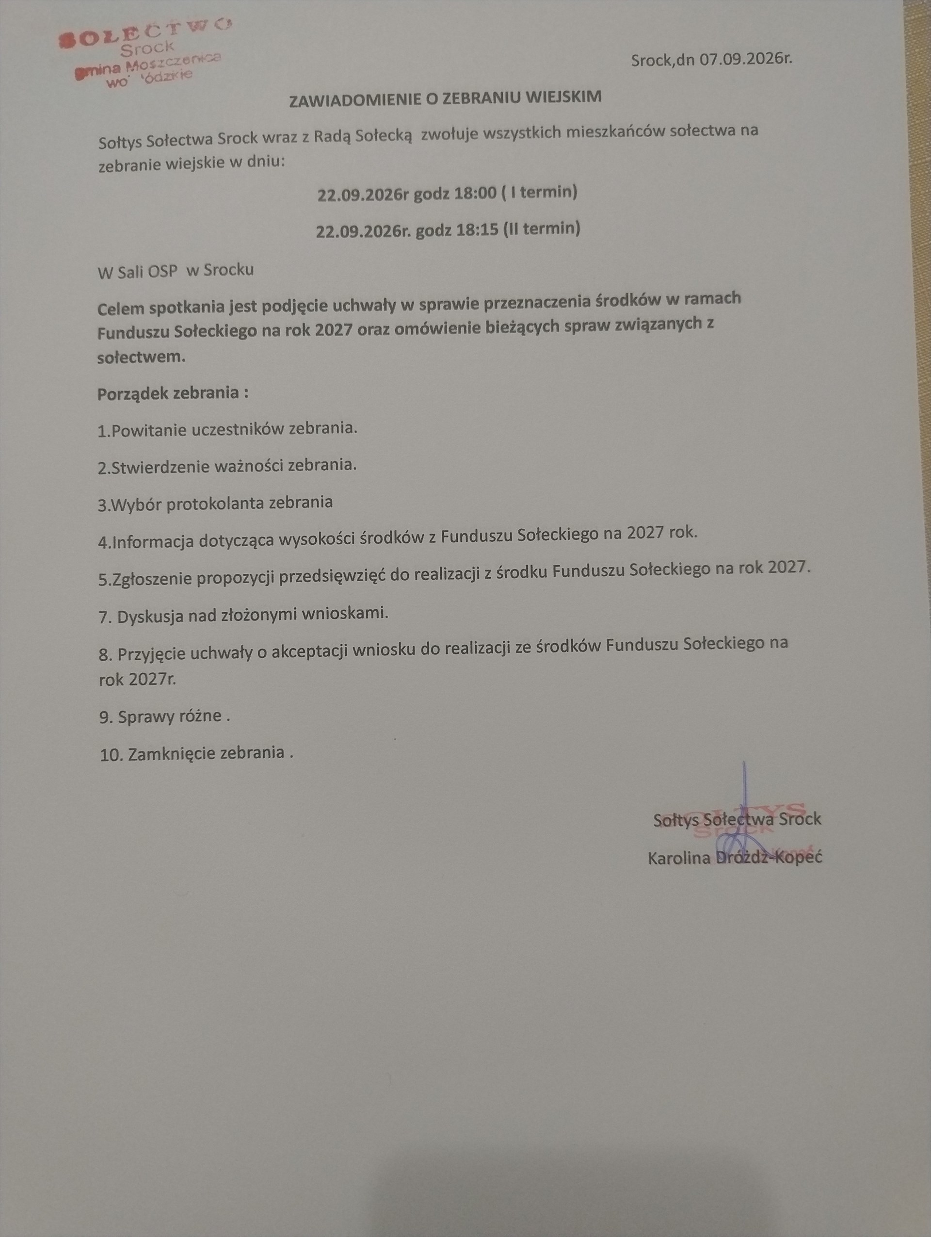 Zebranie Wiejskie - Srock